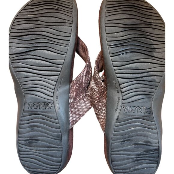 Vionic Rest Cocoa Bronze Snake Sandals women's size 9 - Picture 6 of 6